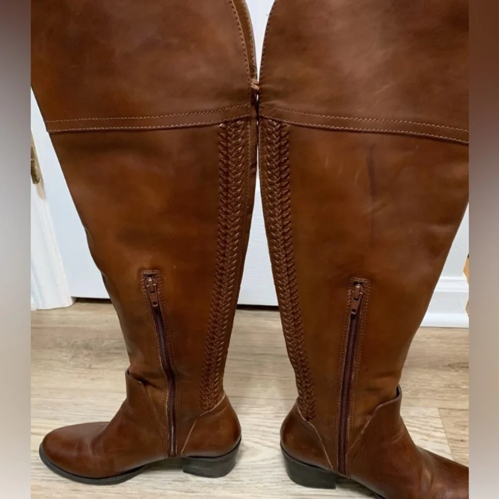 Vince Camuto Bendra Cognac Knee Leather Riding Boots 6.5M